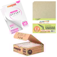 Kit encadernação 150g Offset A5 + Papel Paraná + wire-o