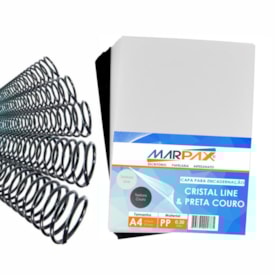 Kit Encadernação 200 Capas A4 + 200 Espirais Pretos 12, 14mm