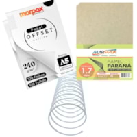 Kit encadernação 240g Offset A5 + Papel Paraná + Espiral Metal