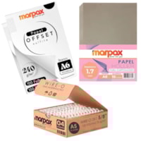 Kit encadernação 240g Offset A6 + Papel holler + wire-o