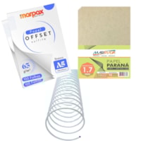 Kit encadernação 63g Offset A5 + Papel Paraná + Espiral Metal