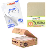 Kit encadernação 63g Offset A5 + Papel Paraná + wire-o