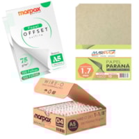 Kit Encadernação 75g Offset A5 Liso + Papel paraná + Wire-O