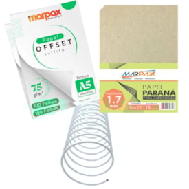 Kit Encadernação 75g Offset A5 + Papel Paraná + Espiral
