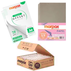 Kit encadernação 75g Offset A6 + Papel holler + wire-o