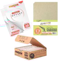 Kit Encadernação 90g Offset A5 Liso + Papel paraná + Wire-O