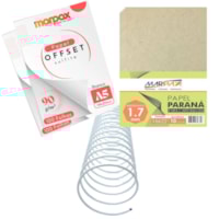 Kit encadernação 90g Offset A5 + Papel Paraná + Espiral Metal
