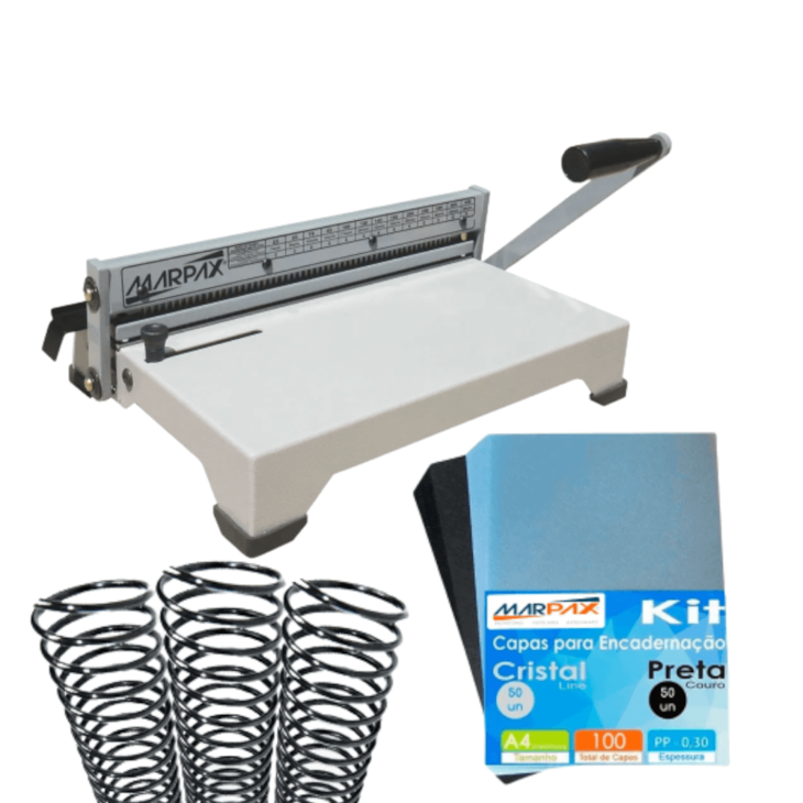 Kit Encadernação Encadernadora PEX-15 + 100 Capas e Espirais