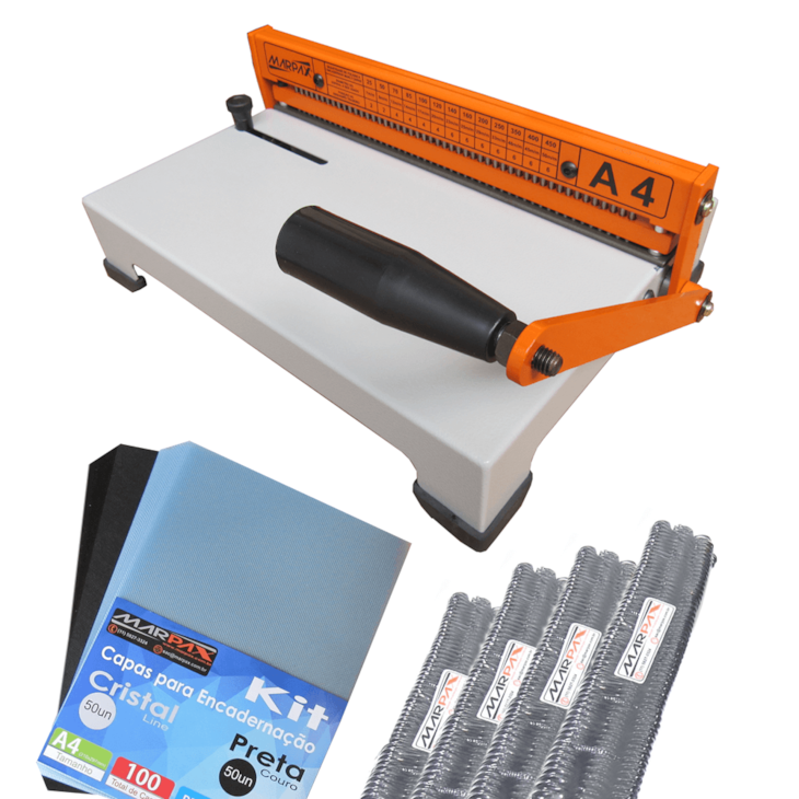 Kit Encadernação Espiral A4-X Marpax + Capas + Espirais