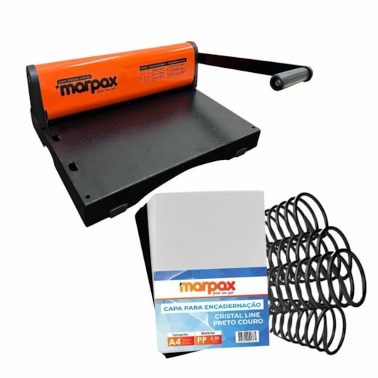 Kit Encadernação PMX-15 + Capa e Espiral Metal Preto Marpax
