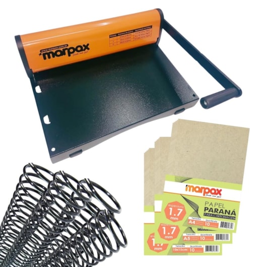 Kit Encadernação PMX-15 + Cartonagem e Espiral Metal Preto Marpax