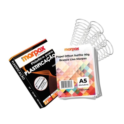 Kit Encadernadora A4-X + Plastificadora 320e 110v + Insumos Marpax