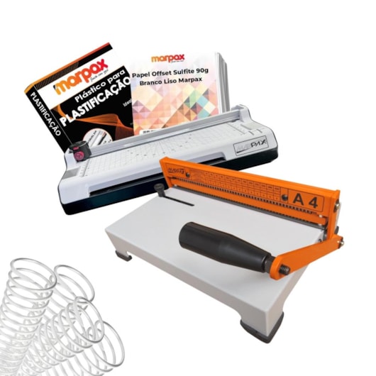 Kit Encadernadora A4-X + Plastificadora 320e 110v + Insumos Marpax