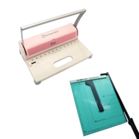 Kit Encadernadora de Disco Rosa + Guilhotina Verde Marpax