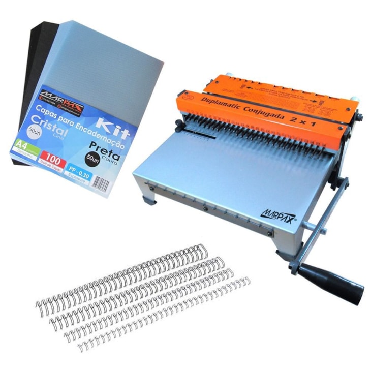 Kit Encadernadora de wire-o 2x1 + 100 Capas A4 + 100 Wire-o