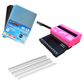 Kit Encadernadora de Wire-o Soft 2X1 + 100 Capas A4 e Wire-O