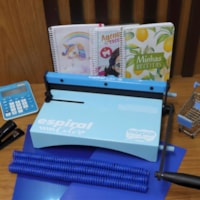 Kit Encadernadora Espiral Color Azul + Capa + Espiral Metal Marpax