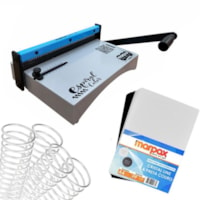 Kit Encadernadora Espiral Color Azul + Capa + Espiral Metal Marpax