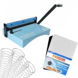 Kit Encadernadora Espiral Color Azul + Capa + Espiral Metal Marpax