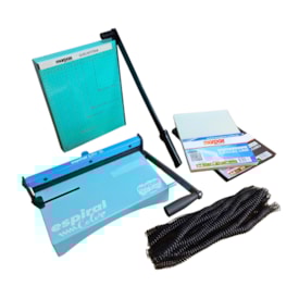 Kit Encadernadora Espiral Color Azul + Guilhotina e Insumos