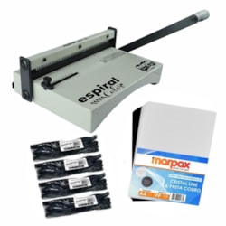 Kit Encadernadora Espiral Color Branco + 100 Capas e 100 Espirais Marp