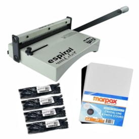 Kit Encadernadora Espiral Color Branco + 100 Capas e 100 Espirais Marpax