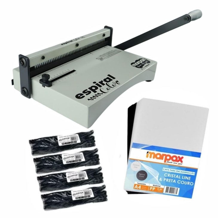 Kit Encadernadora Espiral Color Branco + Capas e Espirais