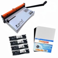 Kit Encadernadora Espiral Color Laranja + Capas e Espirais