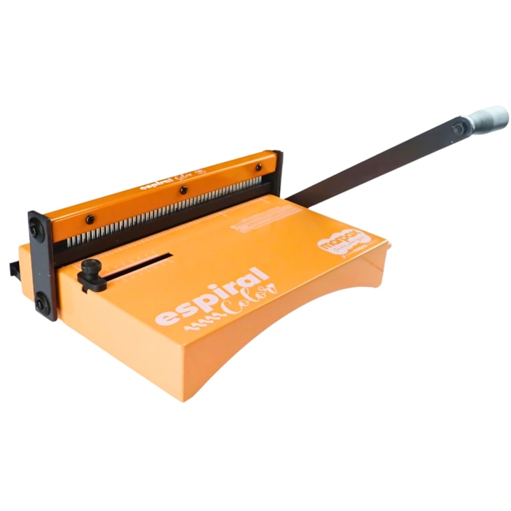 Kit Encadernadora Espiral Color Laranja + Guilhotina Insumos