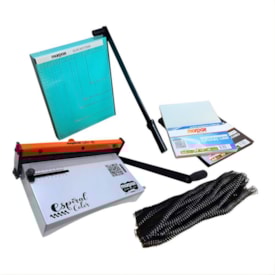 Kit Encadernadora Espiral Color Laranja + Guilhotina Insumos