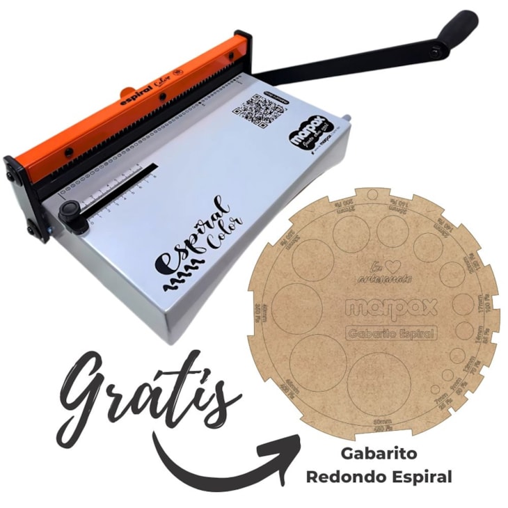 Kit Encadernadora Espiral Color Laranja + Guilhotina Verde