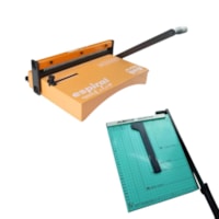 Kit Encadernadora Espiral Color Laranja + Guilhotina Verde