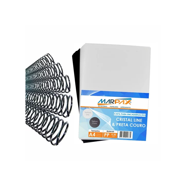 Kit Encadernadora Espiral Color Preta + 100 Capas e Espirais