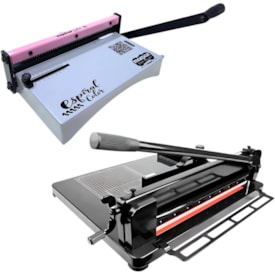 Kit Encadernadora Espiral Color Rosa + Guilhotina Semi Industrial A4 Marpax