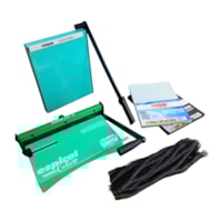 Kit Encadernadora Espiral Color Verde + Guilhotina e Insumos