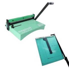 Kit Encadernadora Espiral Color Verde + Guilhotina Verde
