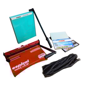 Kit Encadernadora Espiral Color Vermelho + Guilhotina Insumo