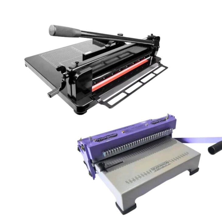Kit Encadernadora Espiral Flex + Guilhotina Semi A4 Marpax