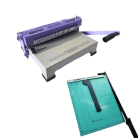 Kit Encadernadora Espiral Flex + Guilhotina Verde Marpax