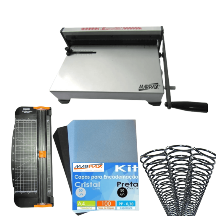 Kit Encadernadora Espiramatic + Refiladora RCM5 + Insumos