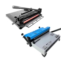 Kit Encadernadora Wire Color Azul 2X1 + Guilhotina Semi A3