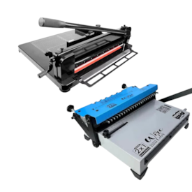 Kit Encadernadora Wire Color Azul 2X1 + Guilhotina Semi A4