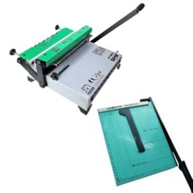 Kit Encadernadora Wire Color Verde 2X1 + Guilhotina Verde