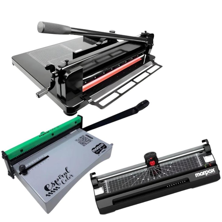 Kit Espiral Color Verde + Guilhotina Semi A3 Plastificadora