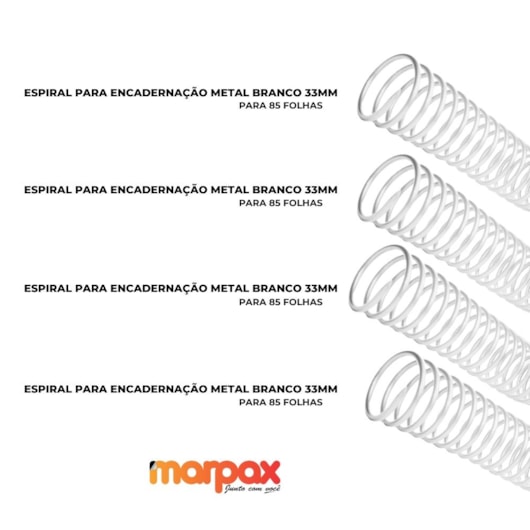 Kit Espiral Para Encadernação Metal Branco A4 Marpax 20UN