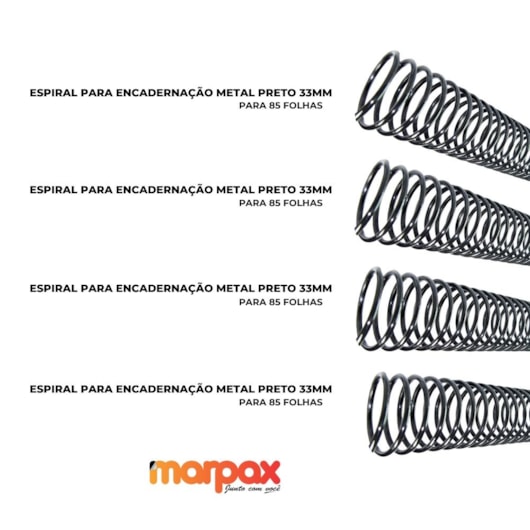 Kit Espiral Para Encadernação Metal Preto A4 Marpax 20UN