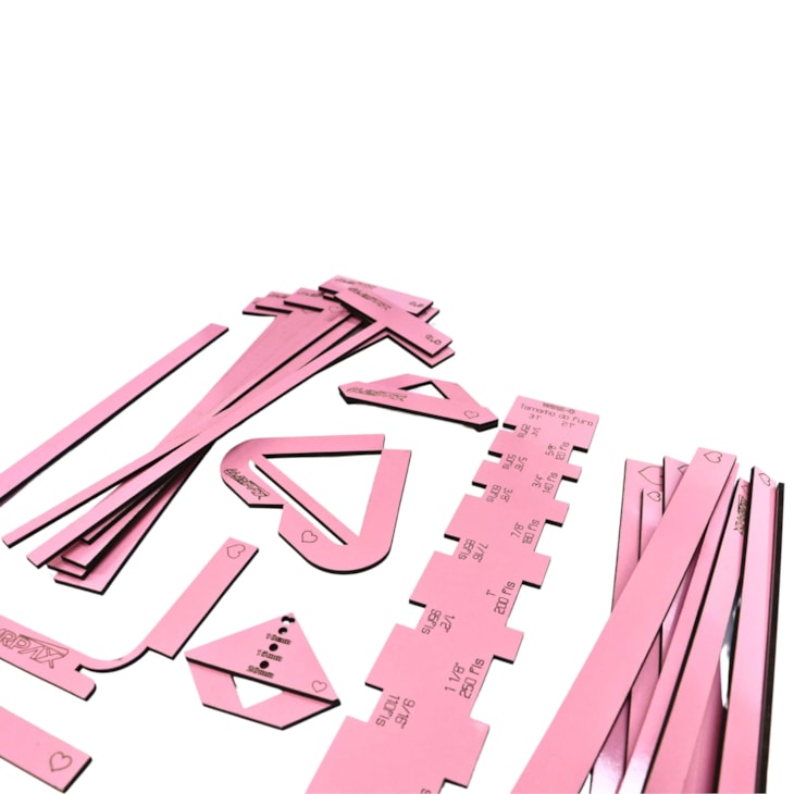 Kit Gabarito Artesanato Completo com T Rosa em MDF Marpax