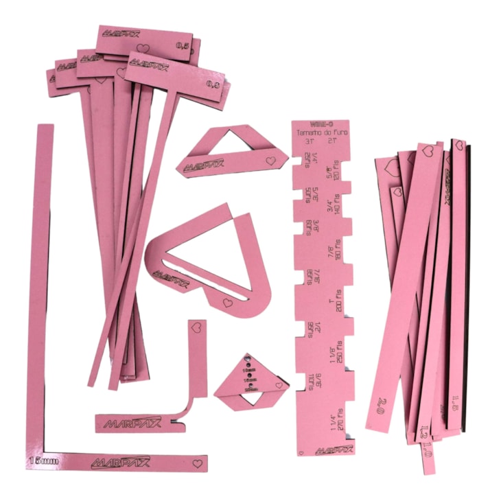 Kit Gabarito Artesanato Completo com T Rosa em MDF Marpax