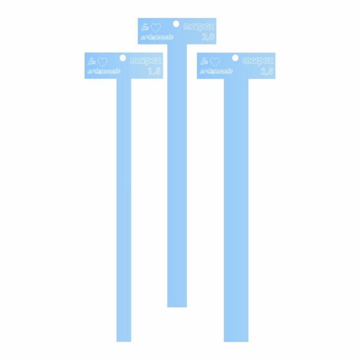 Kit Gabarito T Azul de 0,6 Á 2,5 em Acrilico Marpax 6 Peças