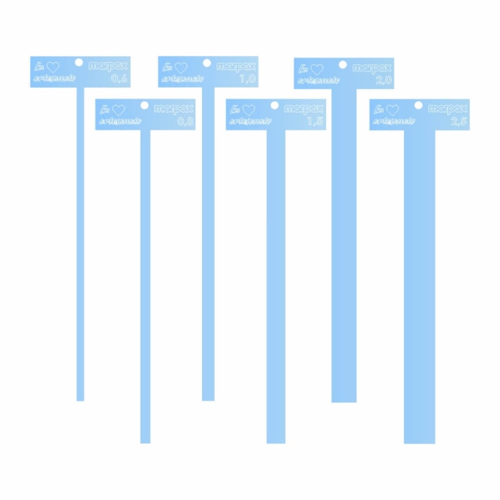 Kit Gabarito T Azul de 0,6 Á 2,5 em Acrilico Marpax 6 Peças